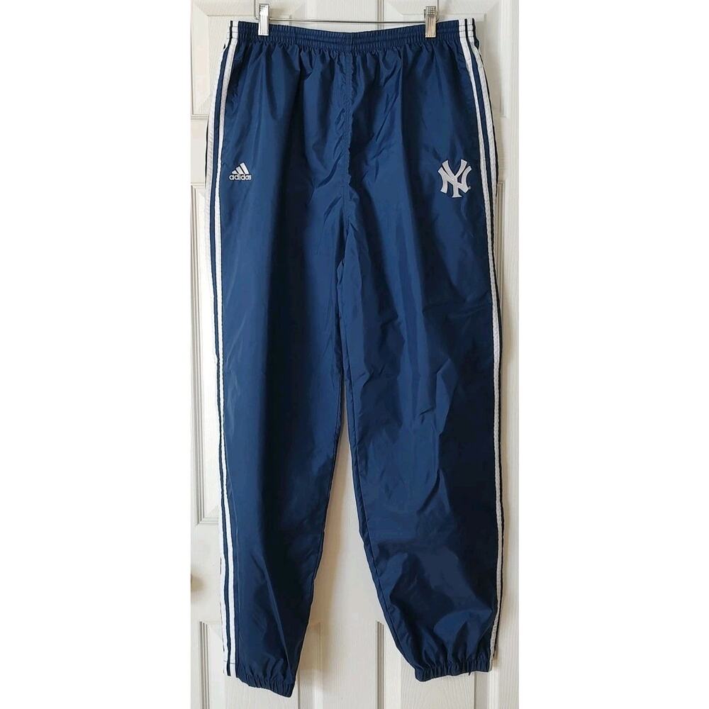 Men's Vintage Adidas New York Yankees Track Pants Blue Squishy Windbreaker - XL